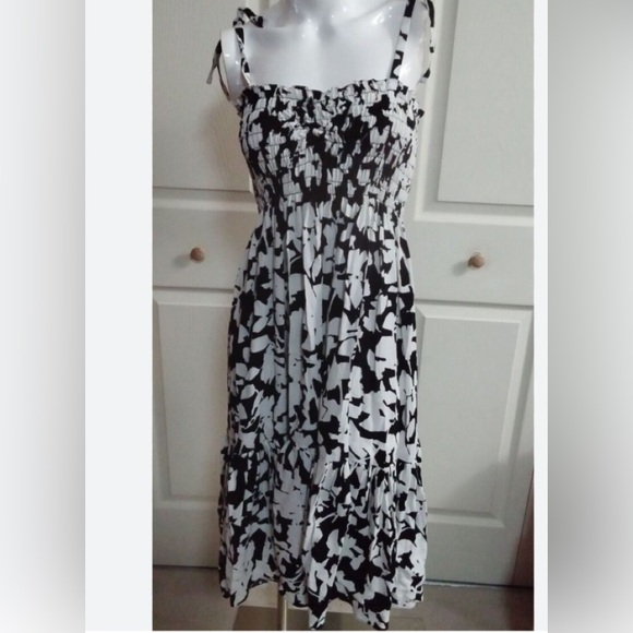 kate spade Dresses & Skirts - Kate Spade Black and White Floral Maxi Dress. Smocked top.